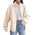 thumbnail image 1 of RYRJJ Womens Cardigan Sweaters Zip Up Long Sleeve Chunky Knitted Sweater Jacket Turtleneck Open Front Cardigans Outwear(Beige,Free Size), 1 of 7