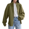 thumbnail image 1 of RYRJJ Womens Cardigan Sweaters Zip Up Long Sleeve Chunky Knitted Sweater Jacket Turtleneck Open Front Cardigans Outwear(Green,Free Size), 1 of 9