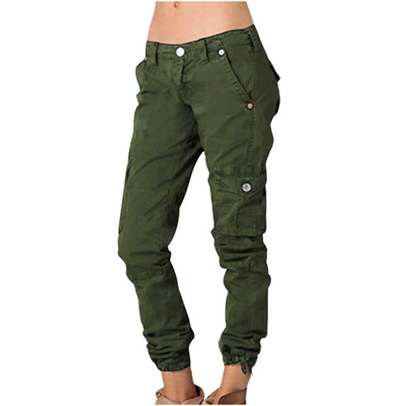 RYRJJ Womens Cargo Pants Multi-Pockets Plus Size Casual Combat Military Work Pants Lightweight Traveling Outdoor High Waist Jogger Trousers Army Green XXL