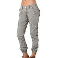 thumbnail image 1 of RYRJJ Womens Cargo Pants Multi-Pockets Plus Size Casual Combat Military Work Pants Lightweight Traveling Outdoor High Waist Jogger Trousers Gray L, 1 of 6