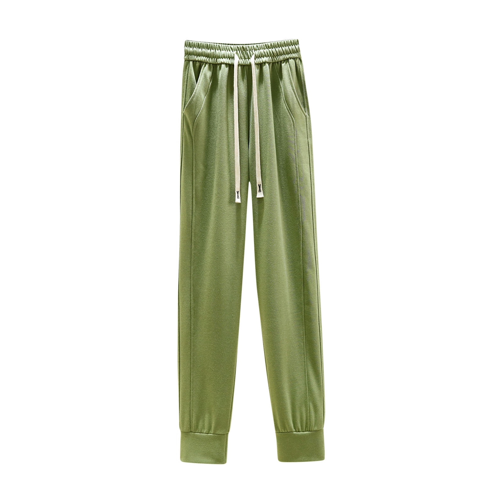 Womens Cinch Bottom Sweatpants Color-Block Sides High Waisted