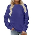 thumbnail image 1 of RYRJJ Womens Crew Neck Solid Sweatshirts Tops Fall Long Sleeve Casual Pullover Cute Lightweight Loose Tunic Blouse Top(Dark Blue,M), 1 of 4