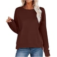 thumbnail image 1 of RYRJJ Womens Cropped Sweatshirt Crewneck Long Sleeve Shirts Trendy Fall Tops Casual Loose Irregular Hem Pullover Blouse(Wine,M), 1 of 9