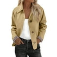 thumbnail image 1 of RYRJJ Womens Cropped Trench Coat Lightweight Lapel Single Breasted Jacket Fall Windbreaker Fashion Outerwear with Plaid Lining(Khaki,XXL), 1 of 7