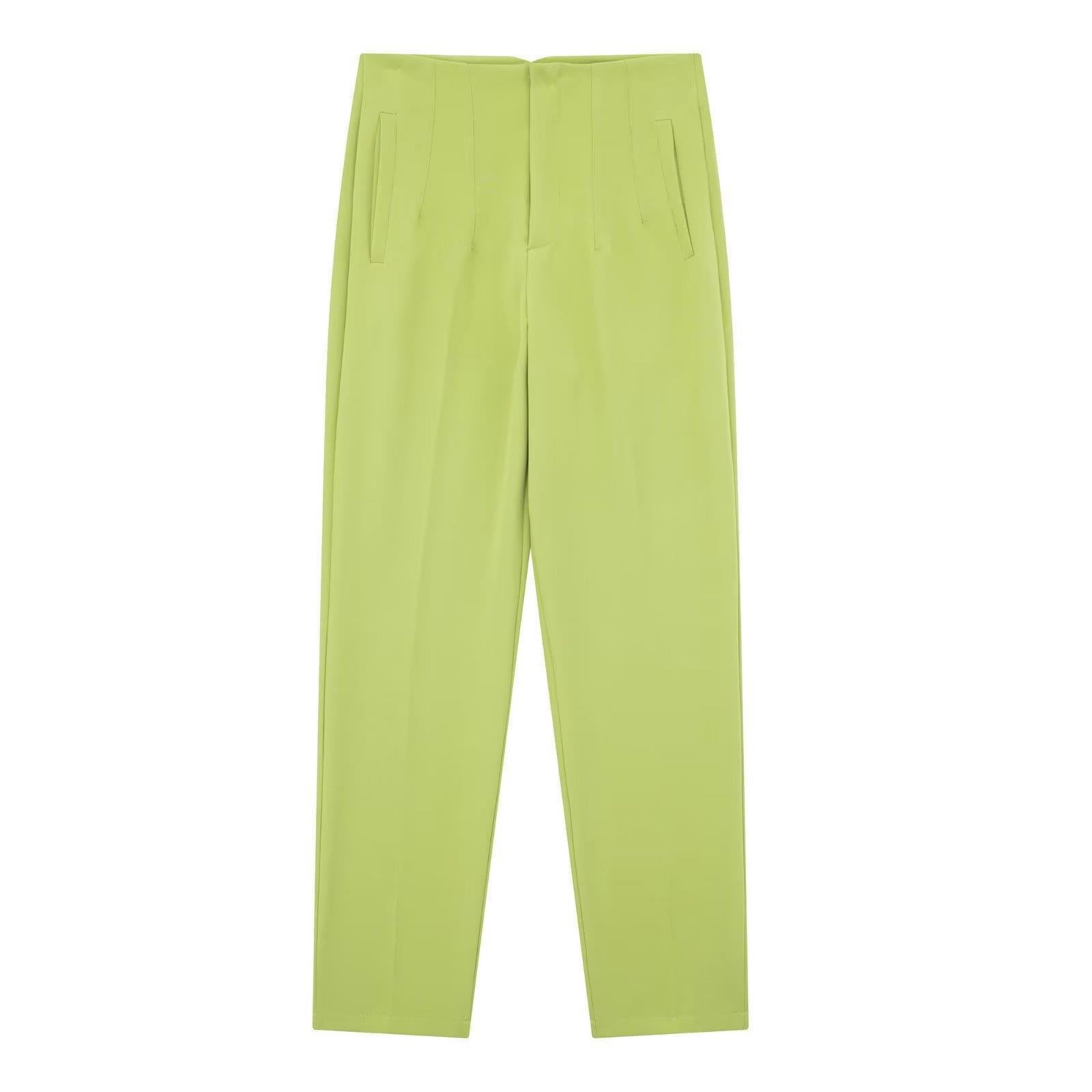 RYRJJ Womens Dress Pants Business Casual High Waisted Straight Wide Leg  Trousers Work Office Pull On Stretch Long Suit Pants Fluorescent Green XL -  Walmart.com