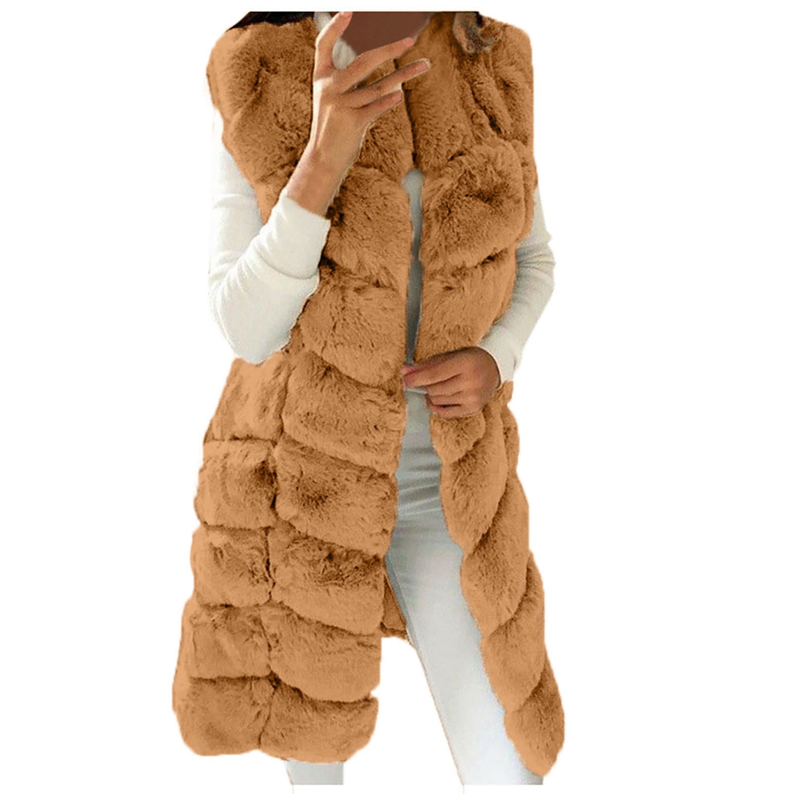 Women's Winter Wool Faux Fur Vest