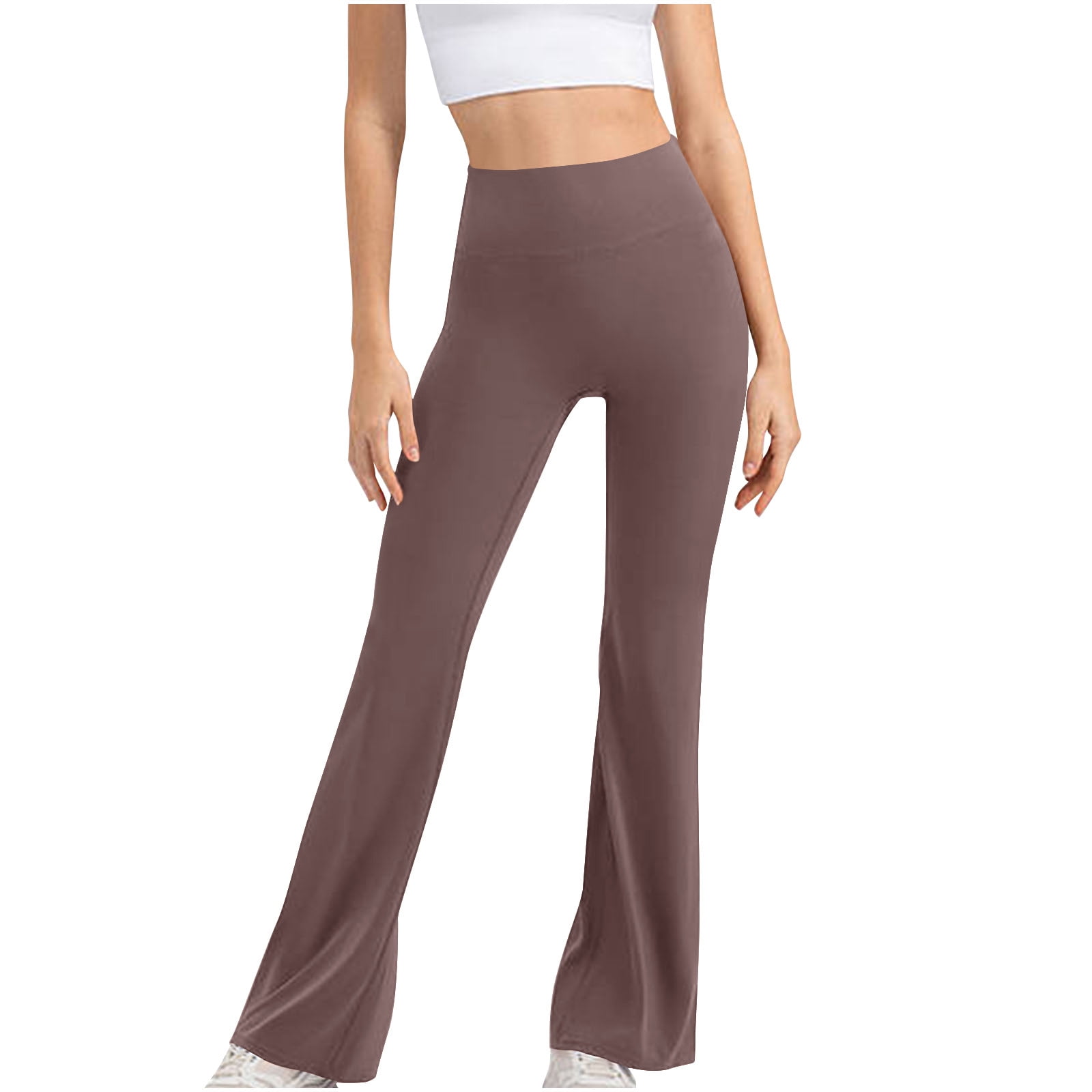 REORIAFEE Flare Leggings For Women Boot Cut Yoga Pants High Waist Scrunch Butt Bootcut Wide Leg Stretchy Casual Workout Pants 2024 Clothing Trendy Wine M - View #2