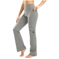 thumbnail image 1 of RYRJJ Womens Flare Leggings with Pockets High Waisted Butt Lifting Workout Gym Leggings Tummy Control Bootcut Yoga Pants(Gray,XXL), 1 of 6