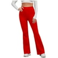 thumbnail image 1 of RYRJJ Womens Flare Yoga Dress Pants High Waist Stretch Business Work Pants Bootcut Leg Slacks Pull on Casual Bell Bottom Trousers(Red,XXL), 1 of 9