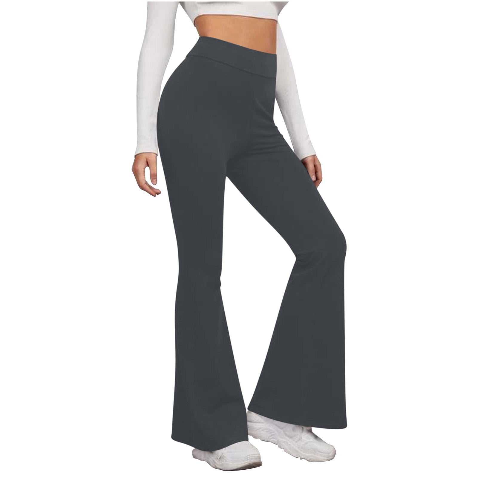 RYRJJ Womens Flare Yoga Dress Pants High Waist Stretch Business Work Pants  Bootcut Leg Slacks Pull on Casual Bell Bottom Trousers(Black,XL)