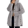 thumbnail image 1 of RYRJJ Womens Fleece Jacket Winter Warm Button Up Long Sleeve Fuzzy Sherpa Jackets Oversized Hooded Coats Outerwear(Gray,S), 1 of 8