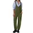 thumbnail image 1 of RYRJJ Womens Fleece Overalls Jumpsuits Loose Fit V Neck Sleeveless Jumpsuit Sherpa Fuzzy Baggy Pants Romper Fall Winter Outfits(Army Green,XXL), 1 of 9