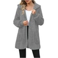thumbnail image 1 of RYRJJ Womens Fuzzy Fleece Jacket Fall Winter Warm Hooded Coat Oversized Sherpa Jackets Open Front Cardigan Outerwear with Pockets(Gray,M), 1 of 8