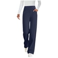 thumbnail image 1 of RYRJJ Womens High Waist Dress Pants Business Casual Wide Leg Work Pants Stretchy Pull On Slacks Office Trousers with Pockets(Dark Blue,XL), 1 of 9