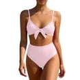 thumbnail image 1 of RYRJJ Womens High Waisted Bikini Set Tie Knot Tummy Control Two Piece Swimsuits Adjustable Strap Bathing Suits(Pink,L), 1 of 5