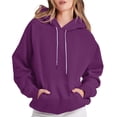 thumbnail image 1 of RYRJJ Womens Hoodies Fall Fashion Hooded Sweatshirts Drawstring Pullover Tops Winter Loose Basic Hoodie with Pocket(Wine,L), 1 of 7