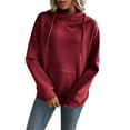 thumbnail image 1 of RYRJJ Womens Hoodies Sweatshirt Long Sleeve Cowl Neck Pullover Tops Casual Fall Workout Hooded Sweatshirts with Pocket(Red,M), 1 of 9