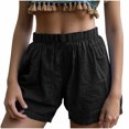 thumbnail image 1 of RYRJJ Womens Lightweight Cotton Linen Shorts Casual Baggy Trendy Short Pants Elastic Waist Comfy Beach Shorts(Black,S), 1 of 6