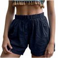 thumbnail image 1 of RYRJJ Womens Lightweight Cotton Linen Shorts Casual Baggy Trendy Short Pants Elastic Waist Comfy Beach Shorts(Navy,L), 1 of 6