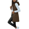 thumbnail image 1 of RYRJJ Womens Long Puffer Vest Lightweight Quilted Hooded Vests Loose Fit Sleeveless Jacket Casual Zip Up Padded Winter Coat(Brown,XXL), 1 of 8