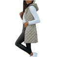 thumbnail image 1 of RYRJJ Womens Long Puffer Vest Lightweight Quilted Hooded Vests Loose Fit Sleeveless Jacket Casual Zip Up Padded Winter Coat(Gray,L), 1 of 8