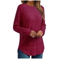 thumbnail image 1 of RYRJJ Womens Long Sleeve Shirts Fall Fashion Tops Dressy Sweaters Tunic Casual Loose Fit Blouses with Curved Hem(Wine,5XL), 1 of 6