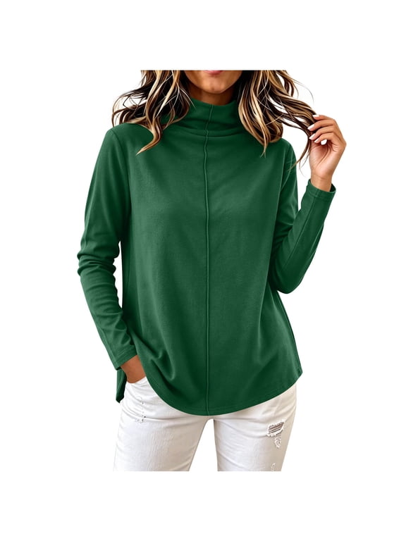 Womens Long Sleeve Shirts Mock Neck Loose Fitted Tops Lightweight Soft Comfy Casual Base Layer Tunic Blouse
