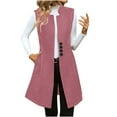 thumbnail image 1 of RYRJJ Womens Long Wool Vest Fall Winter Sleeveless Blazer Jackets Business Work Single Breasted Trench Coats with Pockets(Pink,S), 1 of 9
