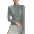 thumbnail image 1 of RYRJJ Womens Mock Turtleneck Long Sleeve Shirts Fall Ribbed Tops Basic Layering Soft Thermal Undershirts Tees(Army Green,XL), 1 of 7