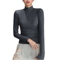 thumbnail image 1 of RYRJJ Womens Mock Turtleneck Long Sleeve Shirts Fall Ribbed Tops Basic Layering Soft Thermal Undershirts Tees(Dark Gray,M), 1 of 7