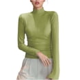 thumbnail image 1 of RYRJJ Womens Mock Turtleneck Long Sleeve Shirts Fall Ribbed Tops Basic Layering Soft Thermal Undershirts Tees(Green,L), 1 of 7