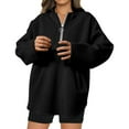 thumbnail image 1 of RYRJJ Womens Oversized Hoodies Fleece Lined Quarter Zip Pullover Tops Long Sleeve Casual Lightweight Sweatshirts(Black,XXL), 1 of 7