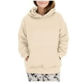 thumbnail image 1 of RYRJJ Womens Oversized Hoodies Fleece Sweatshirts Teen Girls Trendy Long Sleeve Pullover Basic Hoodie Tops with Pocket(Beige,M), 1 of 7