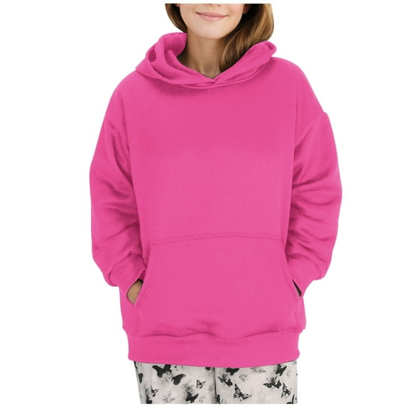 RYRJJ Womens Oversized Hoodies Fleece Sweatshirts Teen Girls Trendy Long Sleeve Pullover Basic Hoodie Tops with Pocket(Hot Pink,XXL)