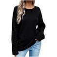 thumbnail image 1 of RYRJJ Womens Oversized Sweaters Fall Crew Neck Long Sleeve Drop Shoulder Pullover Casual Cable Knit Chunky Sweater Tops(Black,L), 1 of 7