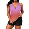 thumbnail image 1 of RYRJJ Womens Plus Size Tankini Swimsuits Tummy Control Two Piece Bathing Suit Halter V Neck Tie Back Tank Top with Boyshorts Swimwear(Watermelon Red,XL), 1 of 7