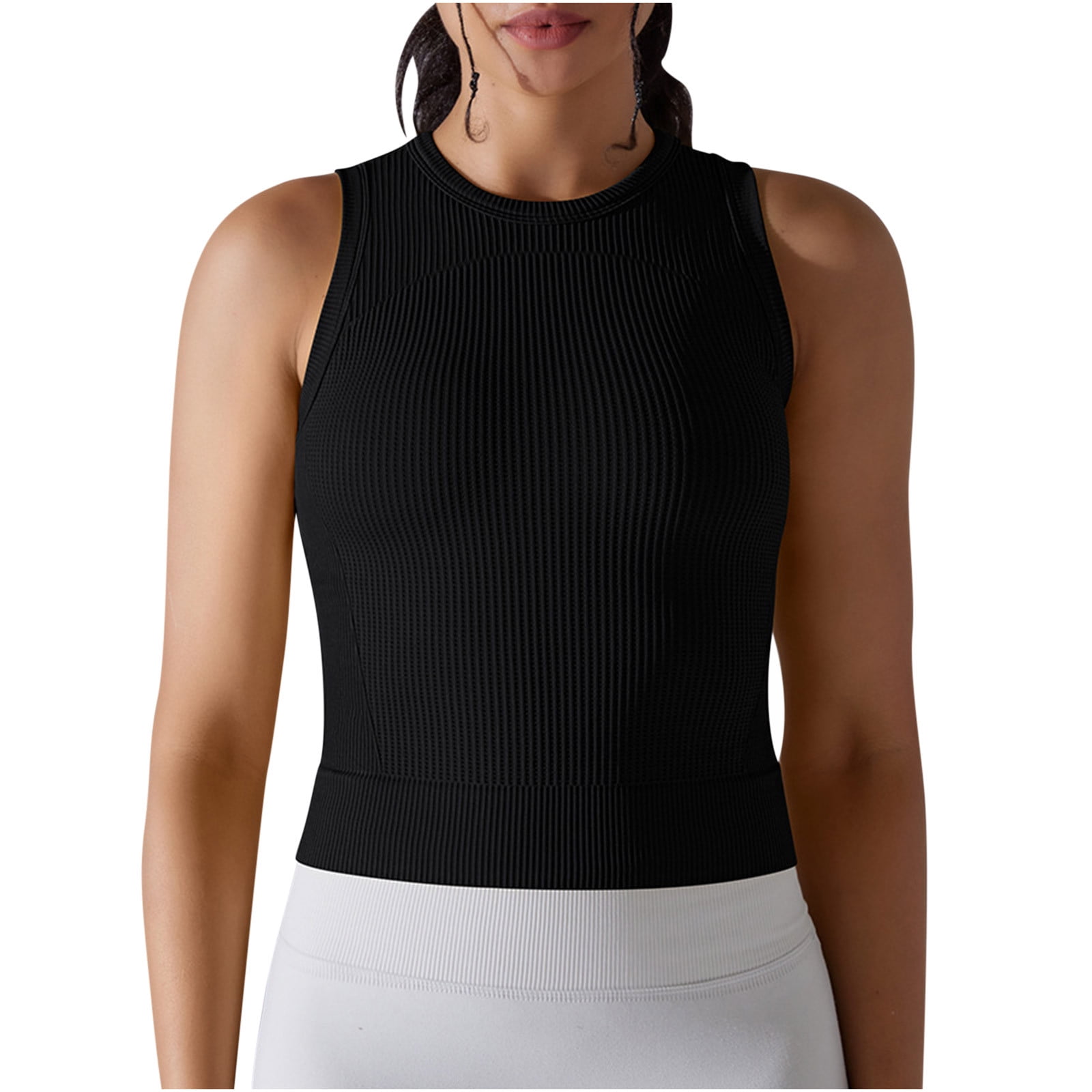 high neck tank top with built in bra