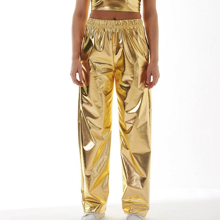 Gold jogger pants womens sale