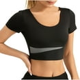thumbnail image 1 of RYRJJ Womens Short Sleeve Crop Workout Tops Athletic Yoga Running Cropped T-Shirt Slim Fit Gym Shirts(Black,L), 1 of 4