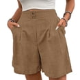 thumbnail image 1 of RYRJJ Womens Shorts Dressy Wide Leg Summer Shorts High Waisted Pleated Business Casual Work Trouser Shorts with Pockets(Brown,XL), 1 of 7
