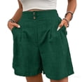 thumbnail image 1 of RYRJJ Womens Shorts Dressy Wide Leg Summer Shorts High Waisted Pleated Business Casual Work Trouser Shorts with Pockets(Dark Green,XL), 1 of 7