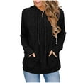 thumbnail image 1 of RYRJJ Womens Soft Ribbed Knit Hoodie Sweaters Long Sleeve Pullover Shirts Lightweight Drawstring Fall Sweatshirt Tops with Pocket(Black,XXL), 1 of 8