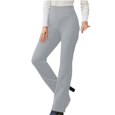 RYRJJ Womens Stretch Dress Pants Casual Slacks Pants with Pockets Flared Straight Leg Bootcut Trousers for Office Work Business(Gray,L)