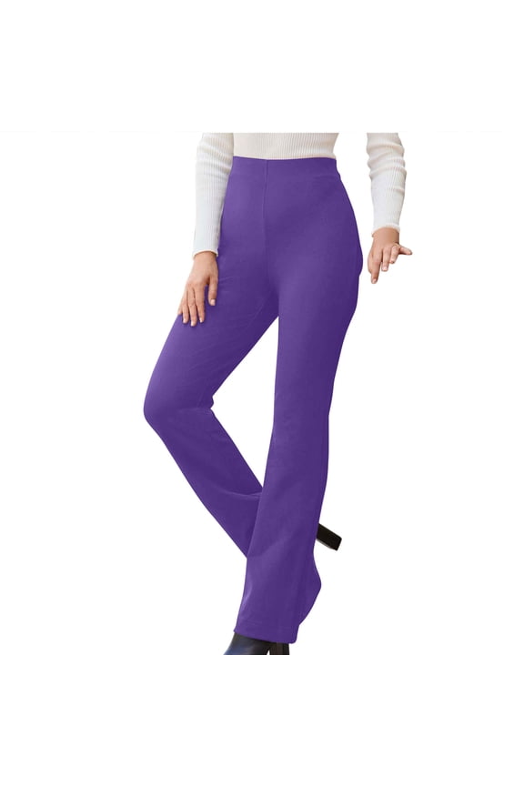Womens Stretch Dress Pants Casual Slacks Pants with Pockets Flared Straight Leg Bootcut Trousers for Office Work Business(Purple,L)