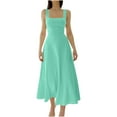 thumbnail image 1 of RYRJJ Womens Summer Formal Dresses Elegant Sleeveless A Line Square Neck Flowy Swing Solid Long Dress Wedding Guest Dress(Green,3XL), 1 of 6