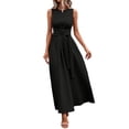 thumbnail image 1 of RYRJJ Womens Summer Work Dress Sleeveless Self Tie Waist Elegant Party Cocktail A Line Flowy Maxi Dresses with Pockets, 1 of 9