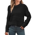 thumbnail image 1 of RYRJJ Womens Sweaters Fall Long Sleeve Crew Neck Crochet Striped Oversized Sweater Tops Casual Chunky Ribbed Knit Pullover(Black,M), 1 of 3