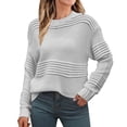 thumbnail image 1 of RYRJJ Womens Sweaters Fall Long Sleeve Crew Neck Crochet Striped Oversized Sweater Tops Casual Chunky Ribbed Knit Pullover(Gray,XL), 1 of 3