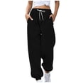 thumbnail image 1 of RYRJJ Womens Sweatpants Drawstring High Waisted Baggy Sweatpants Sport Active Workout Joggers Lounge Pants with Pockets(Black,XL), 1 of 5