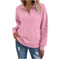 thumbnail image 1 of RYRJJ Womens Sweatshirt Casual Long Sleeve Half Zip Pullover Lightweight Tops Loose Fit Fall Fashion Sweatshirts with Pocket(Pink,S), 1 of 9